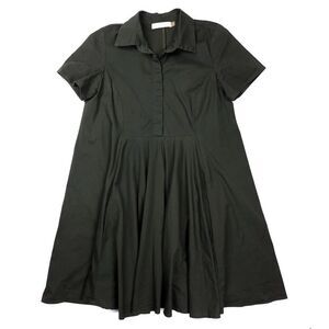 VIVIAN CHAN Heather Minimal Fit and Flare Mini Shirt Dress Babydoll Olive Green